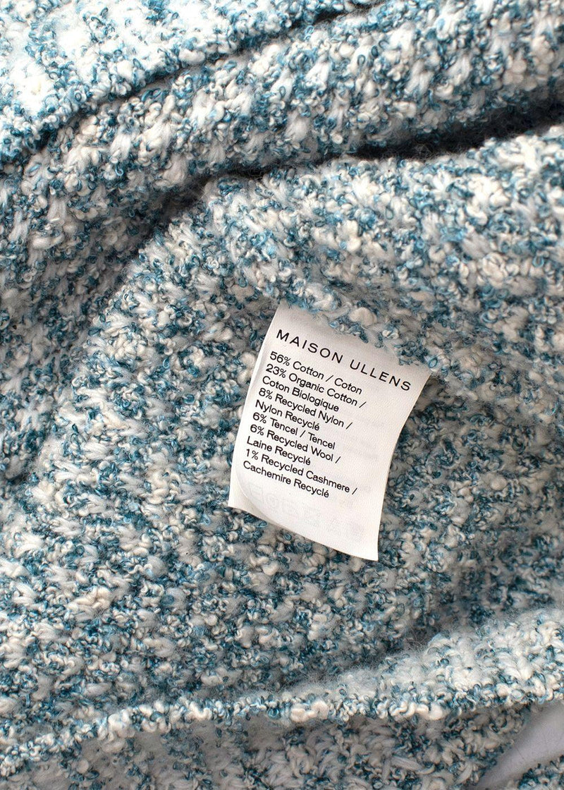 Maison Ullens Blue Tweed Crew Neck Jumper