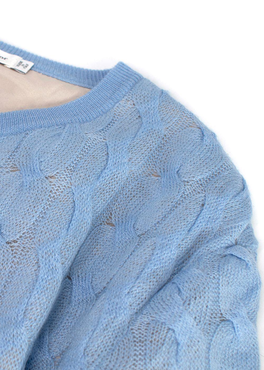 Dior Sky Blue Wool, Cashmere & Silk Cable Knit Jumper Dress