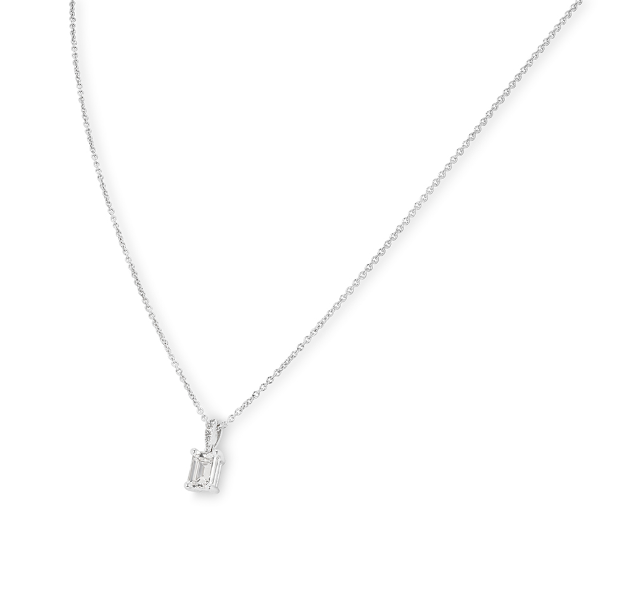 White Gold Emerald Cut Diamond Necklace