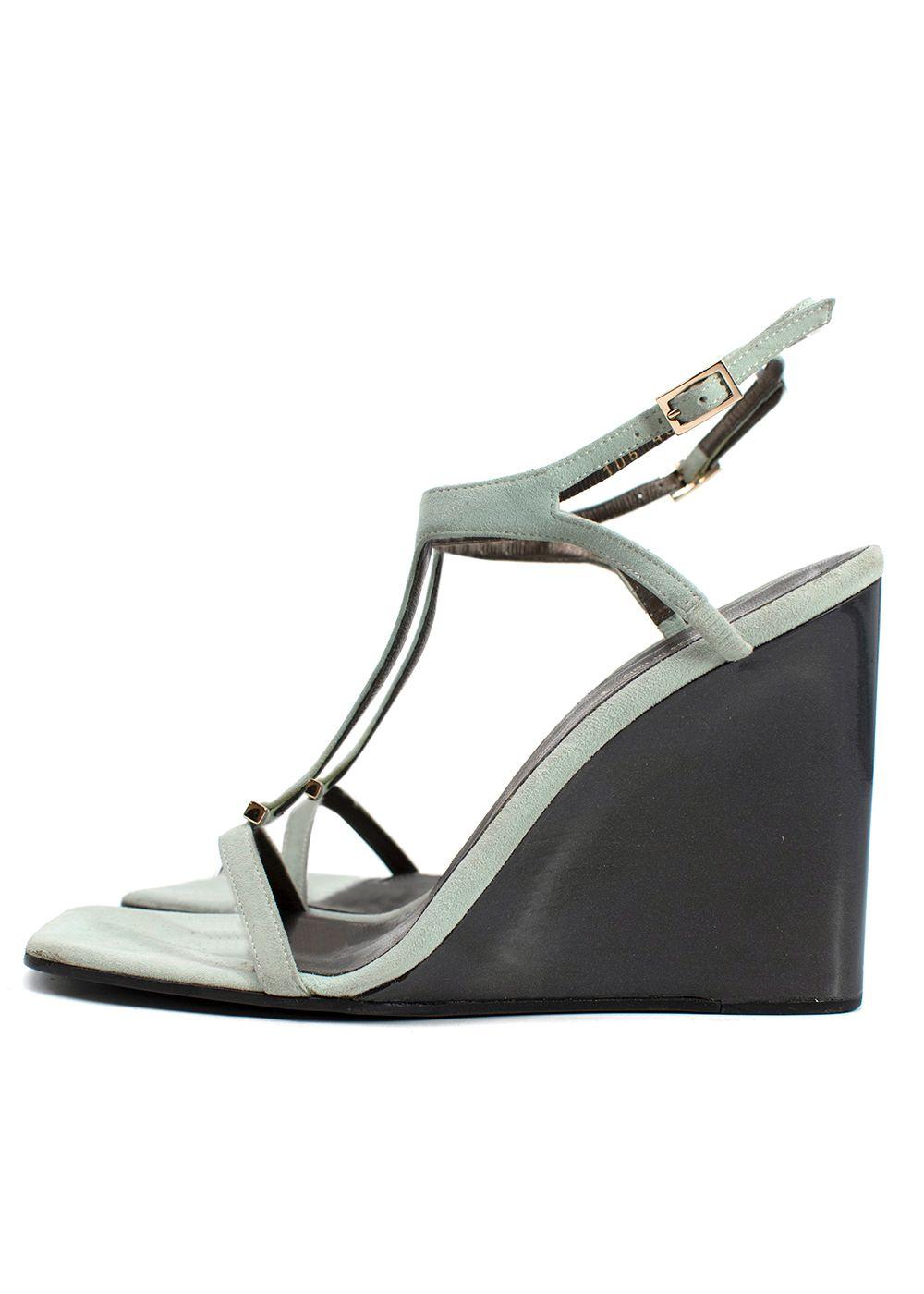 Gucci Turquoise Suede Wedges