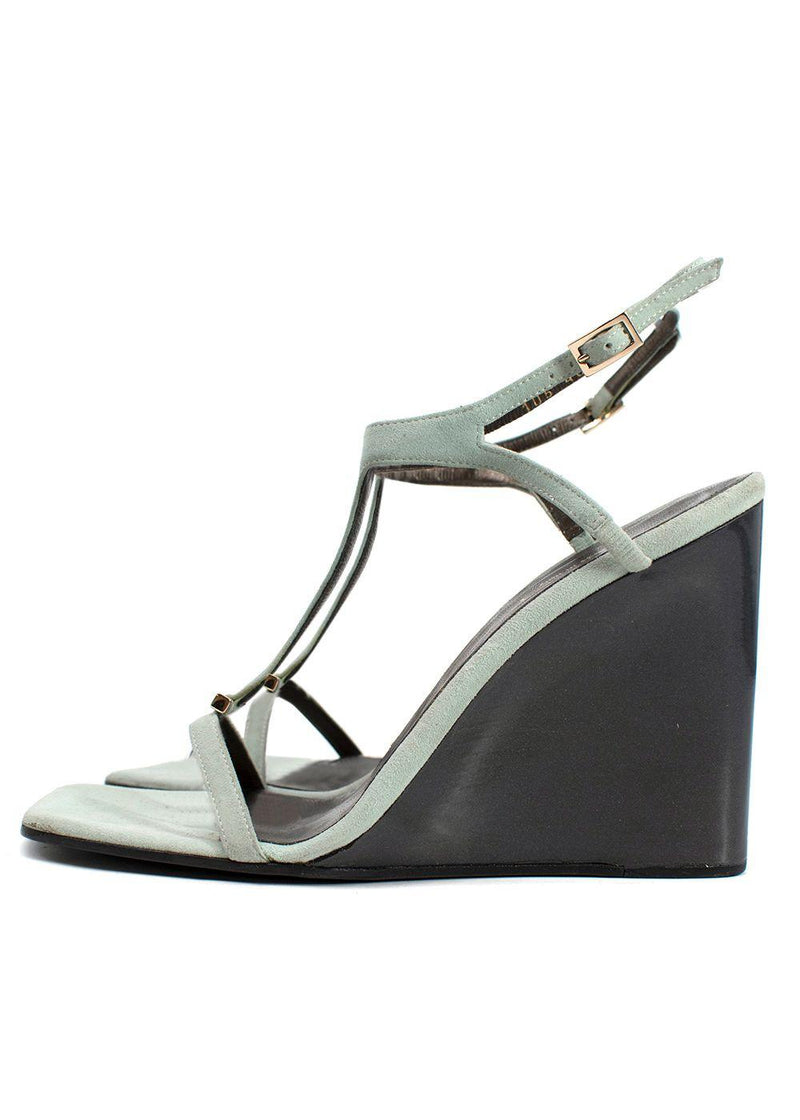 Gucci Turquoise Suede Wedges