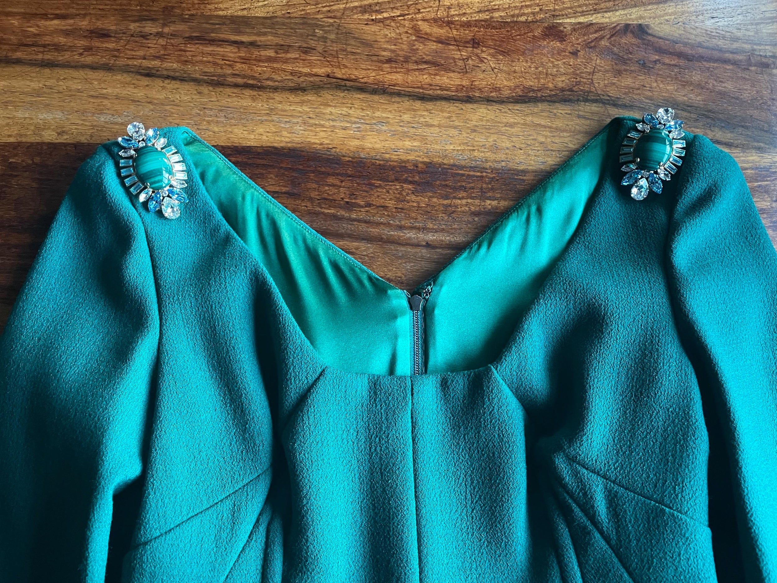 Dolce & Gabbana Green Jewel Embellished Midi Dress