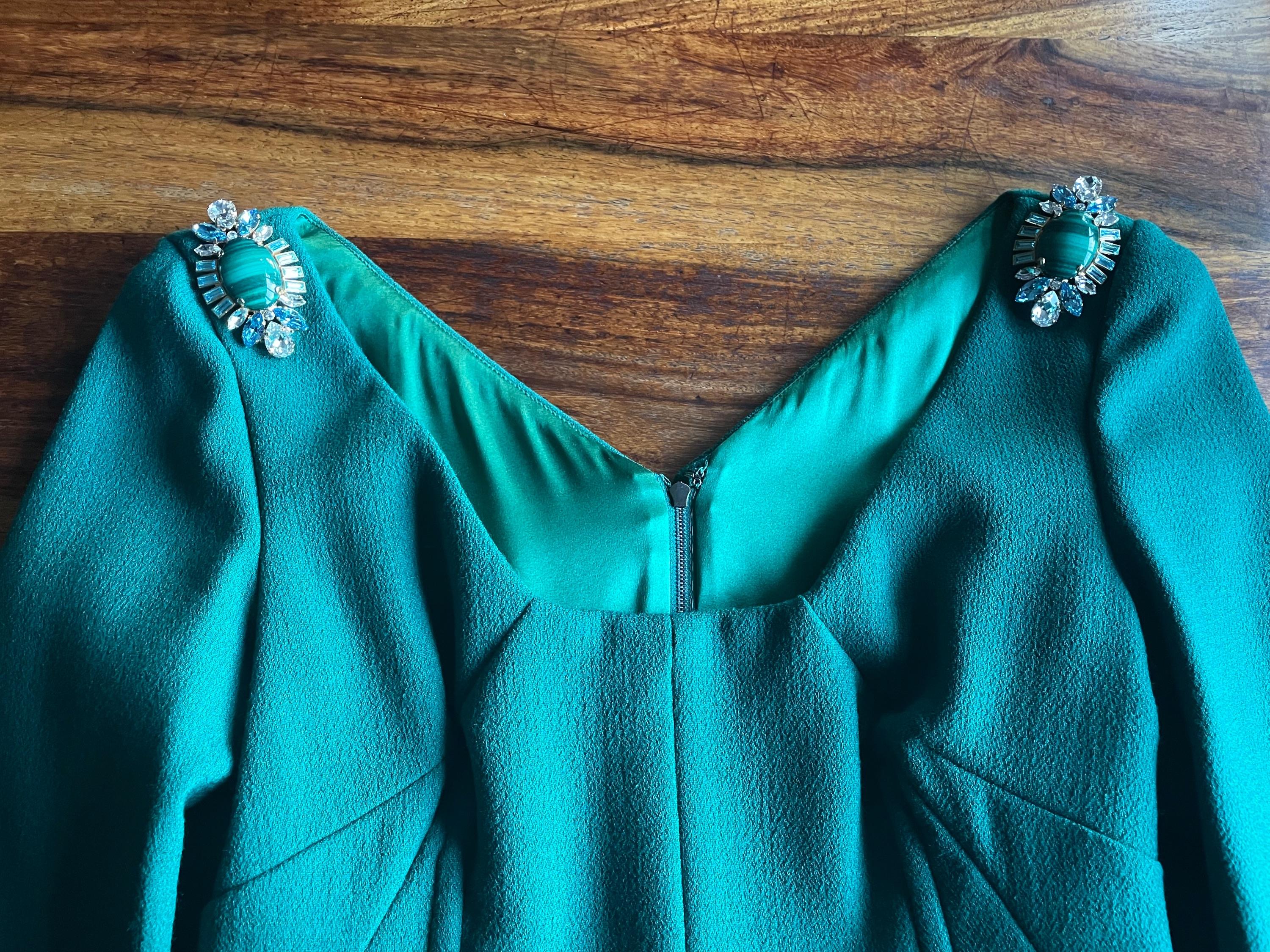 Dolce & Gabbana Green Jewel Embellished Midi Dress