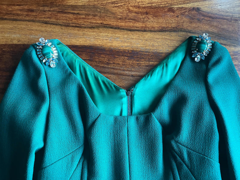 Dolce & Gabbana Green Jewel Embellished Midi Dress