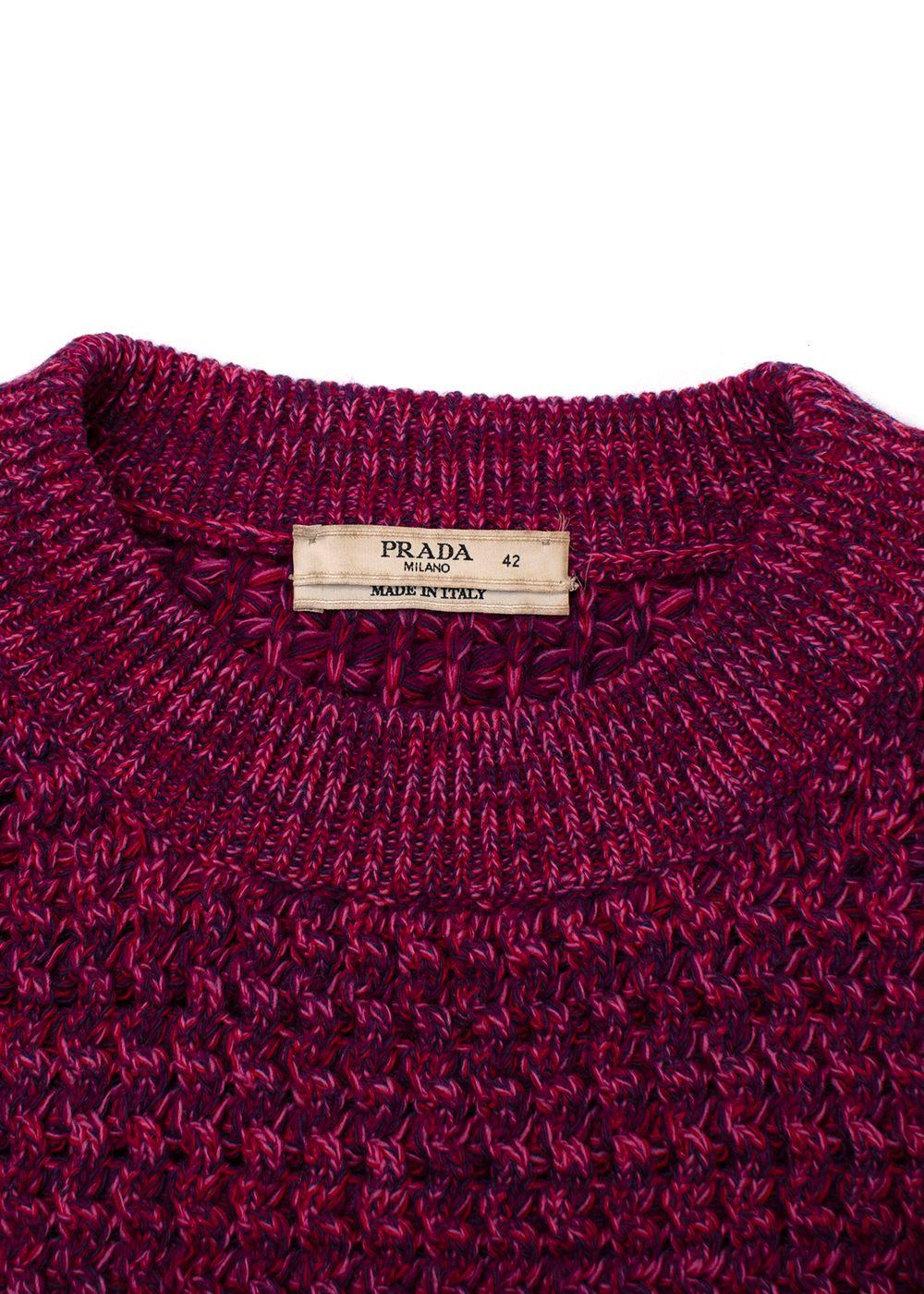 Prada Purple Textured Knit Crewneck Jumper
