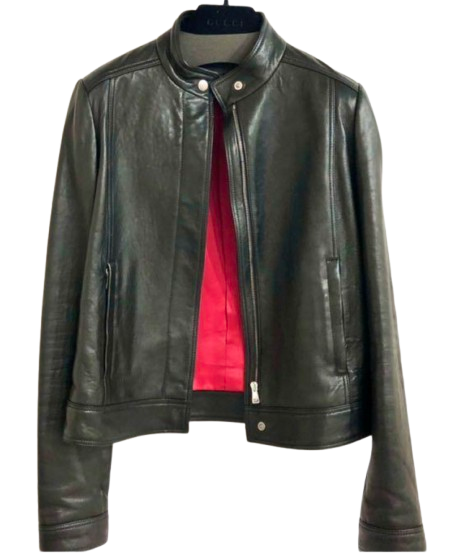Black Leather Moto Biker Jacket