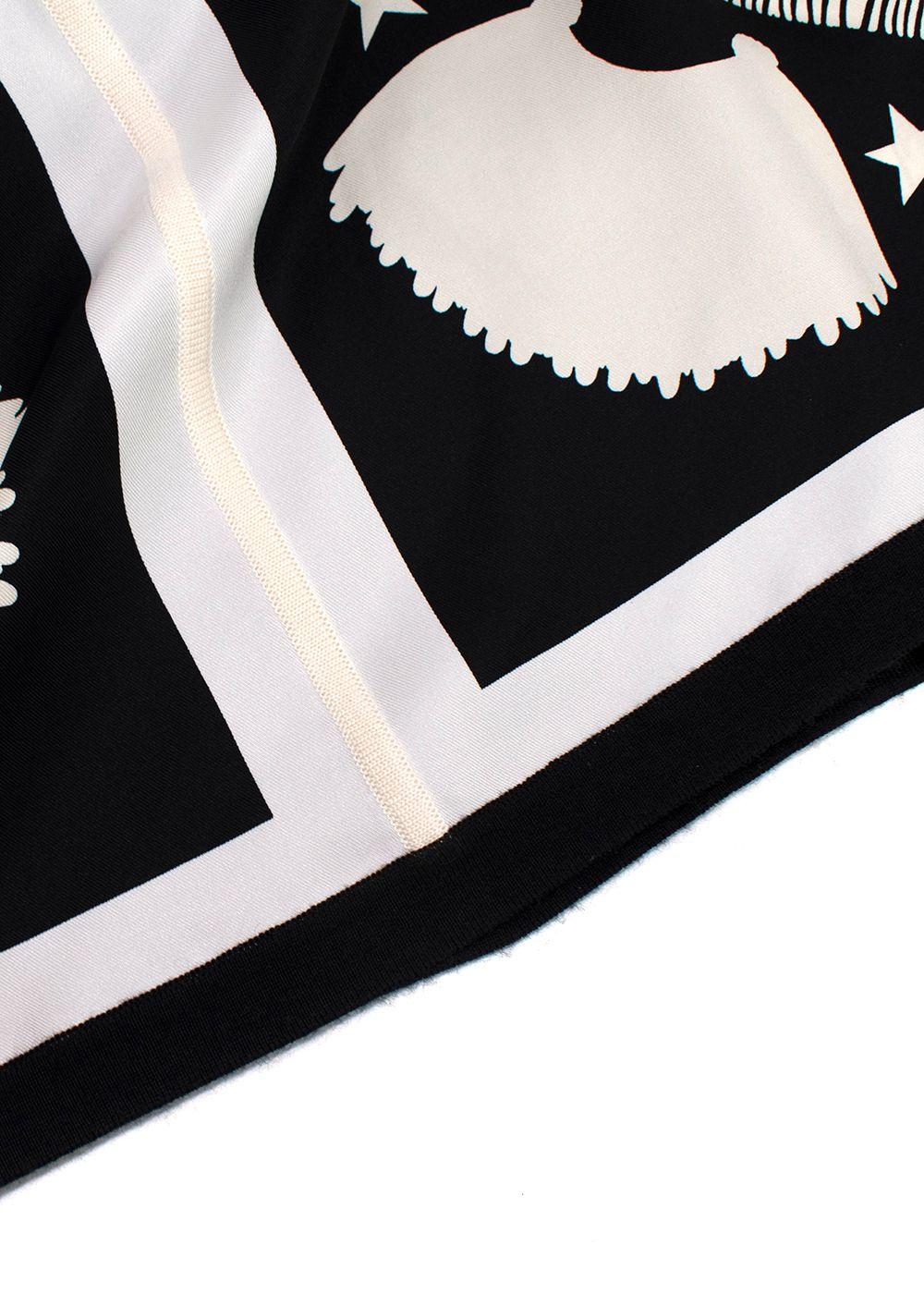 Hermes Black and White Printed Silk Twill Top