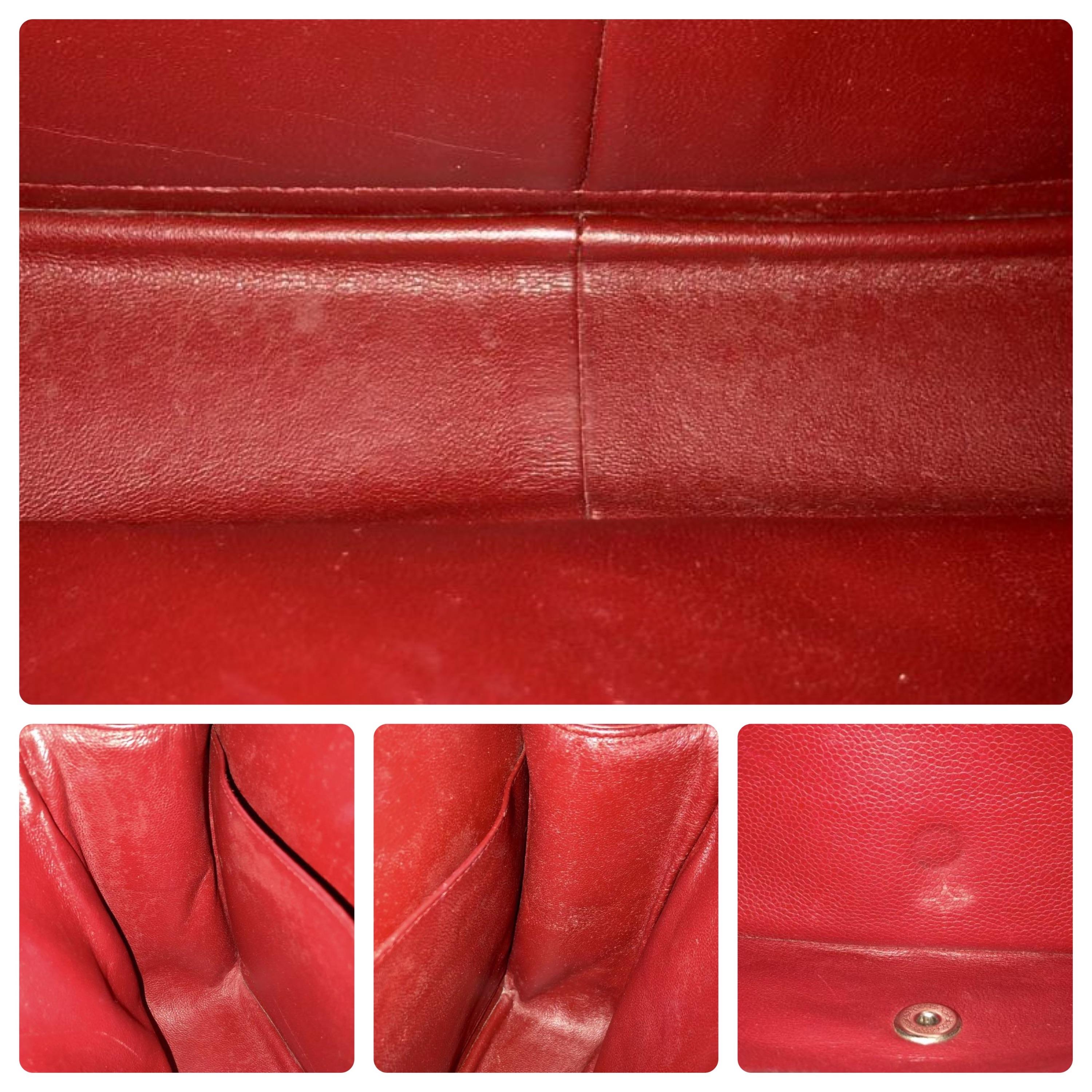 Chanel Burgundy Caviar Leather Jumbo Double Flap Bag