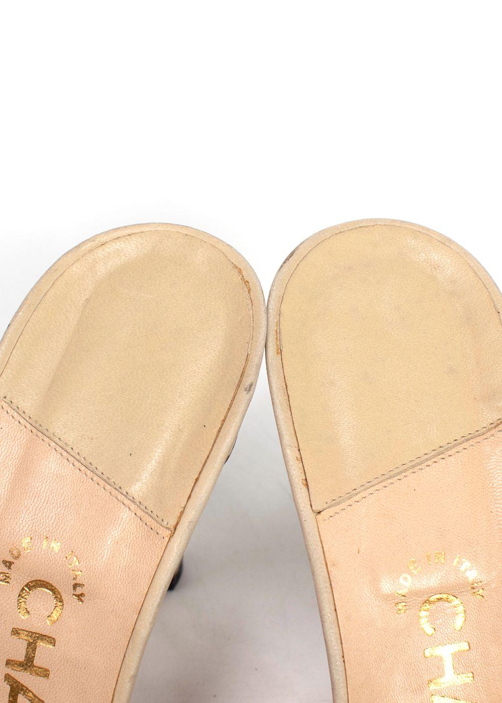 Chanel Cream Leather Mules