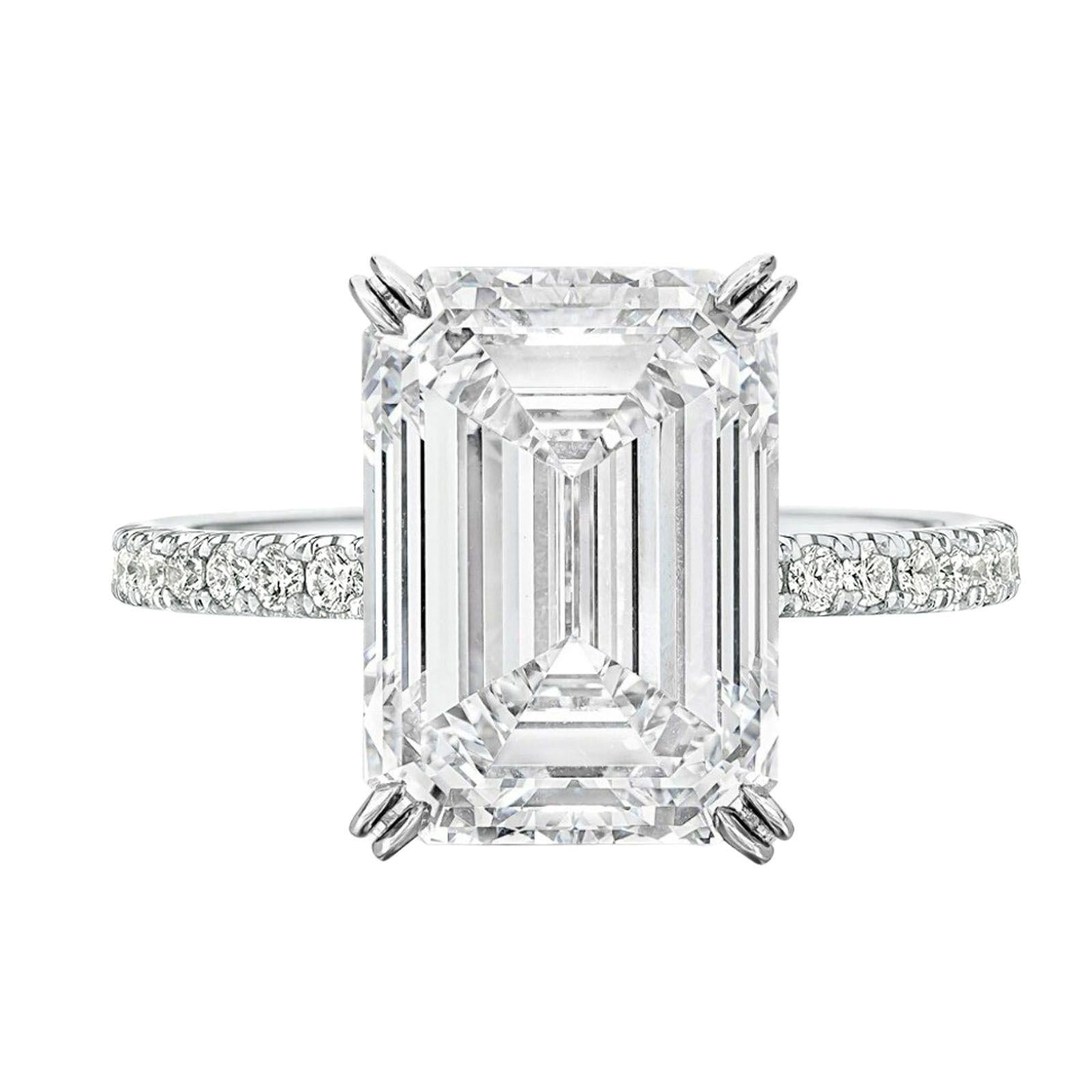 Verde 5ct IGI Certified Lab Grown Emerald Cut Diamond Ring