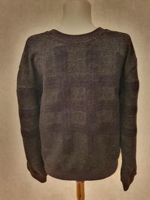 Wooyoungmi Grey Double Layer Wool Blend Check Jumper