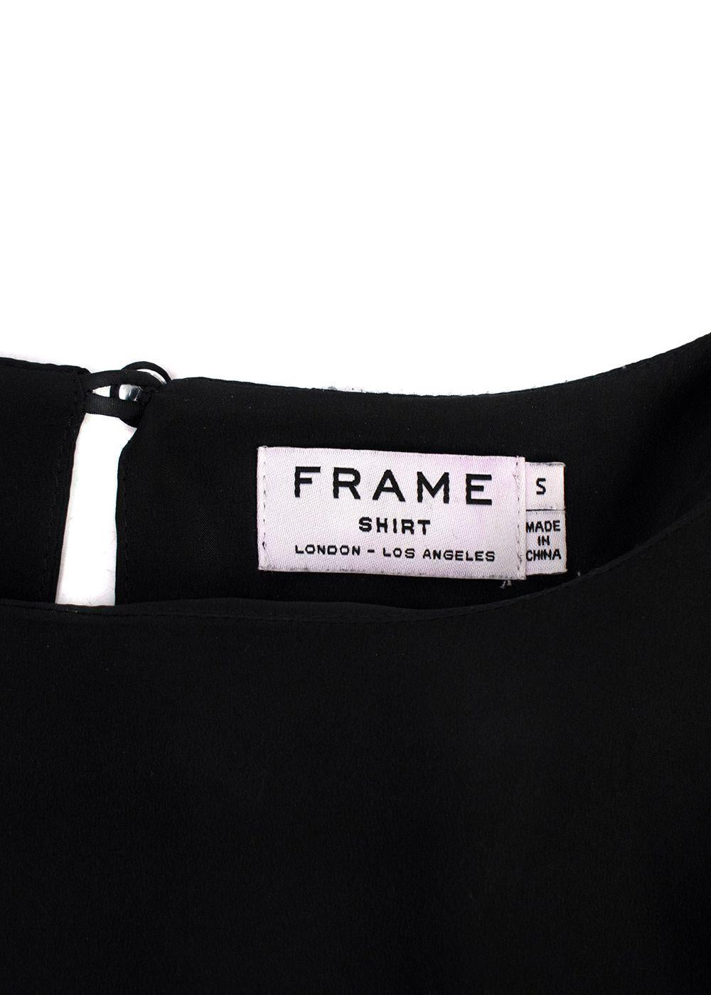 Frame Black Silk Voluminous Cuff Blouse