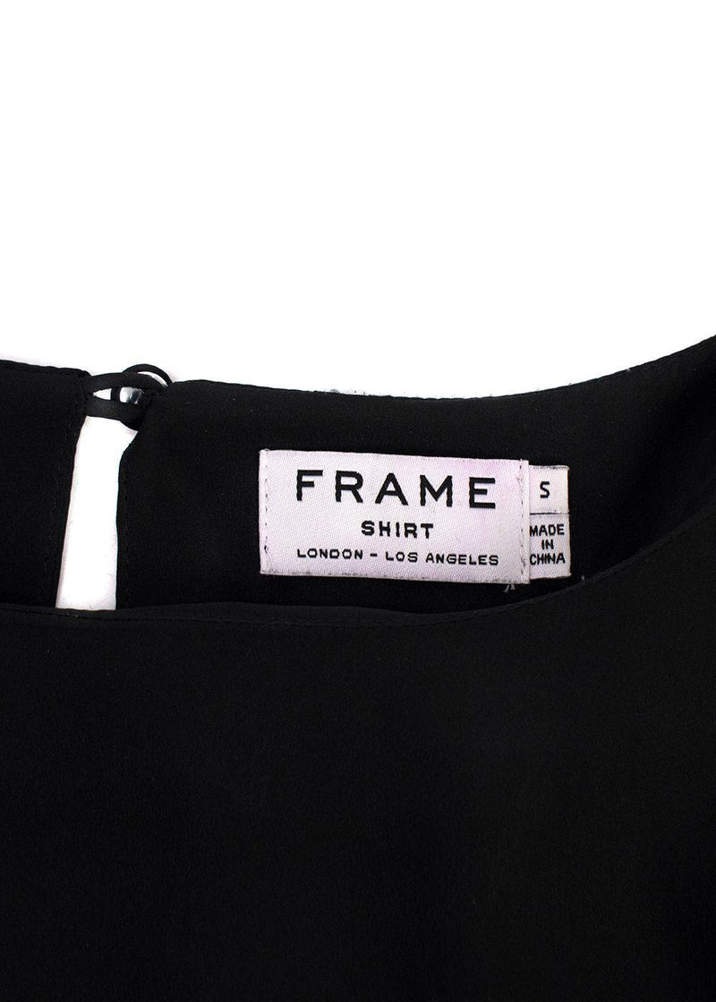 Frame Black Silk Voluminous Cuff Blouse