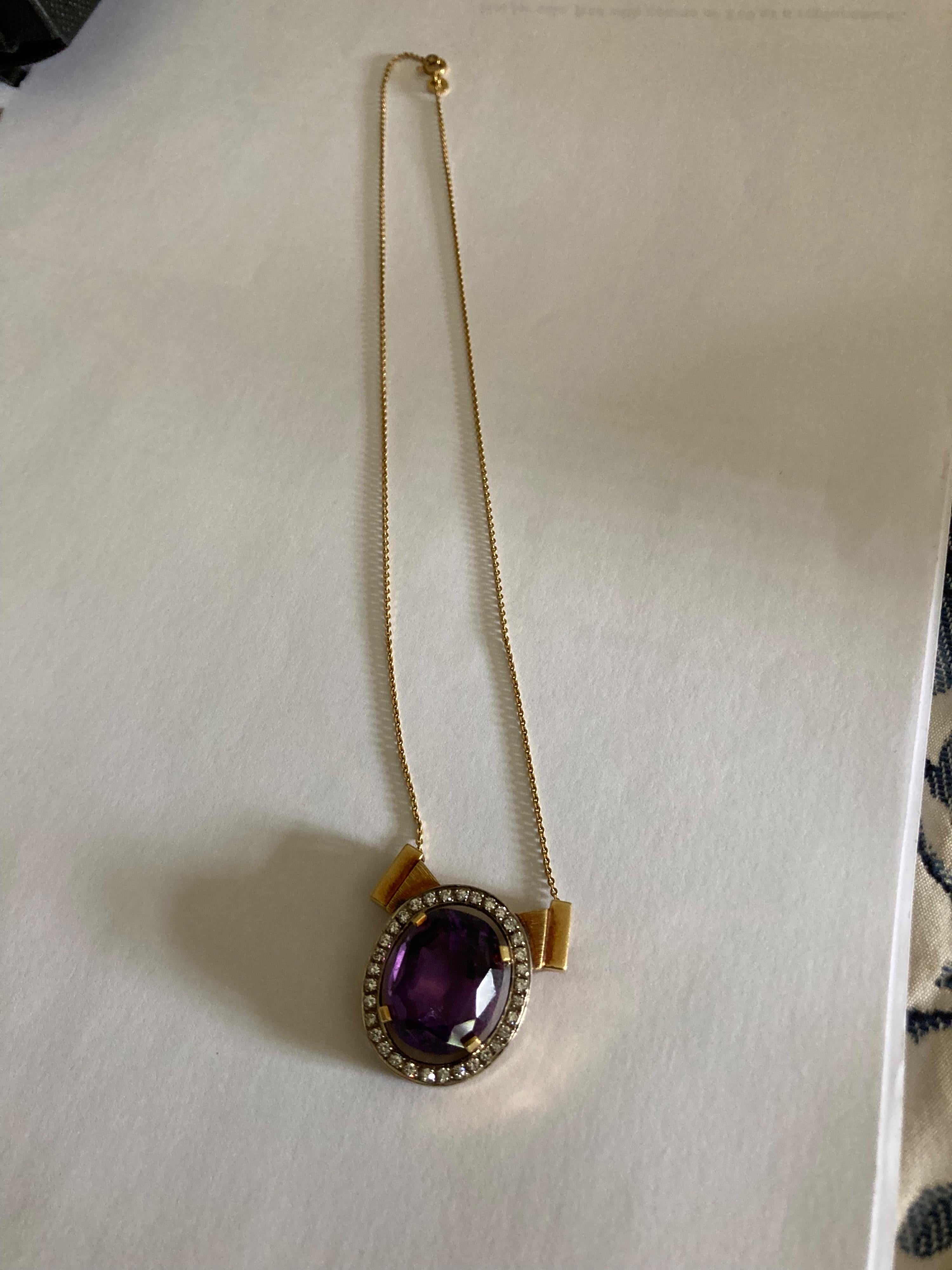 Bespoke Oval Amethyst Pendant Necklace