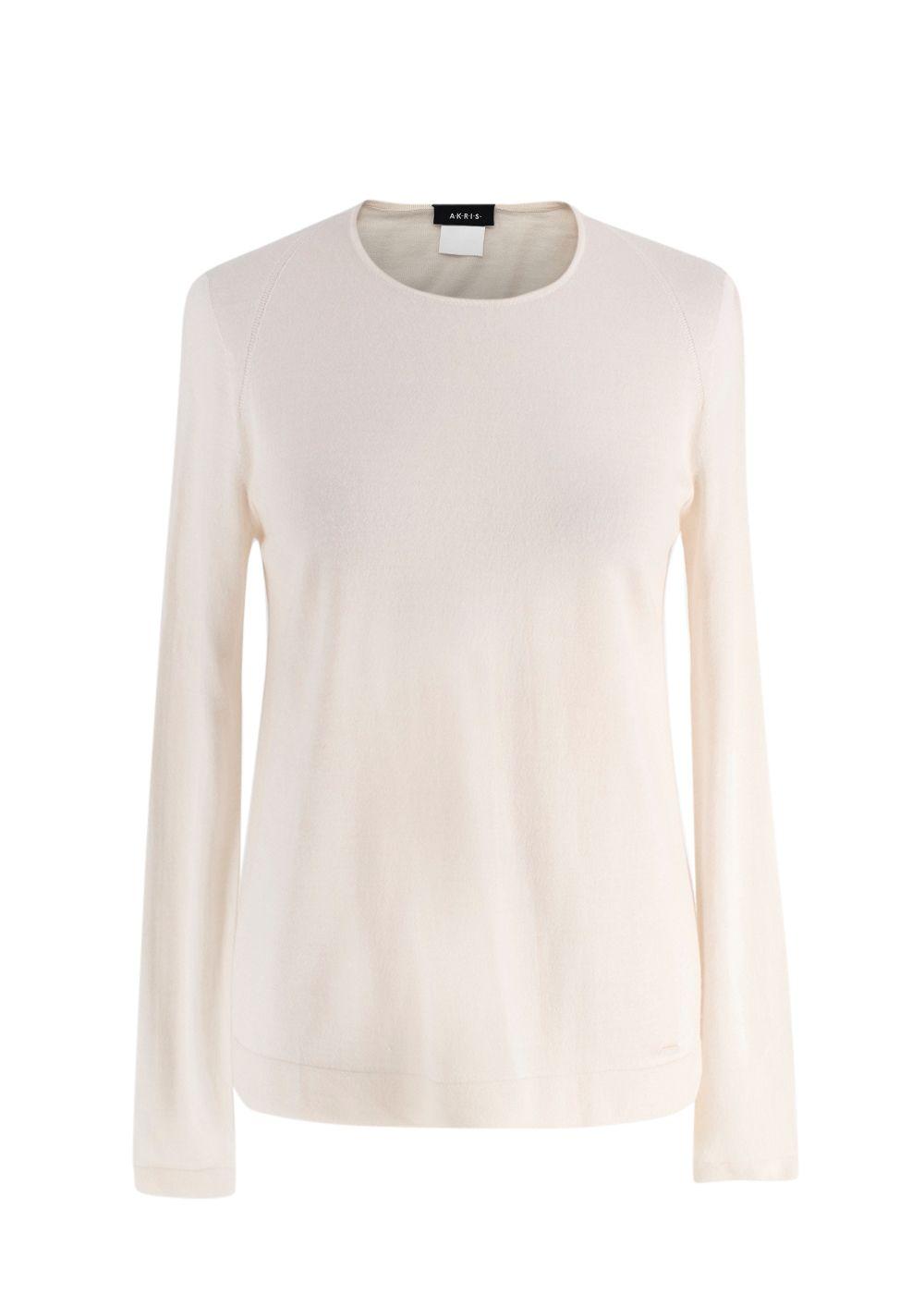 Akris Cream Cashmere Blend Fine Knit Sweater