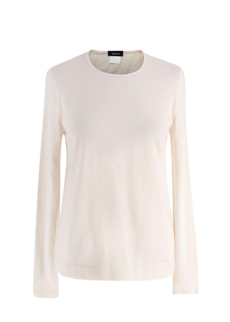 Akris Cream Cashmere Blend Fine Knit Sweater