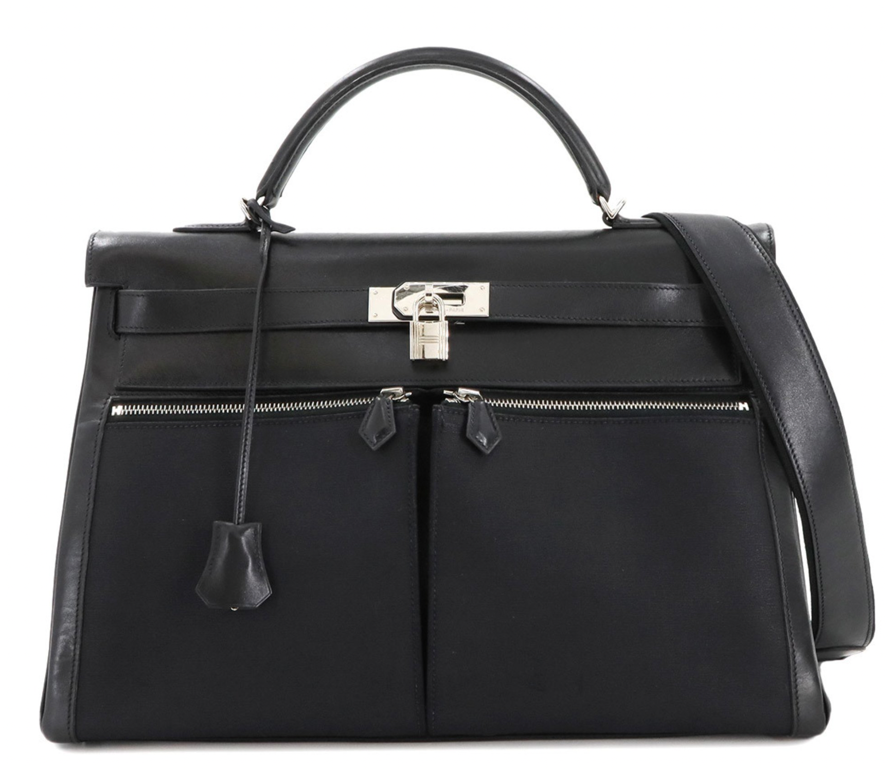 Hermès Black Kelly Lakis 40 With Silver Hardware