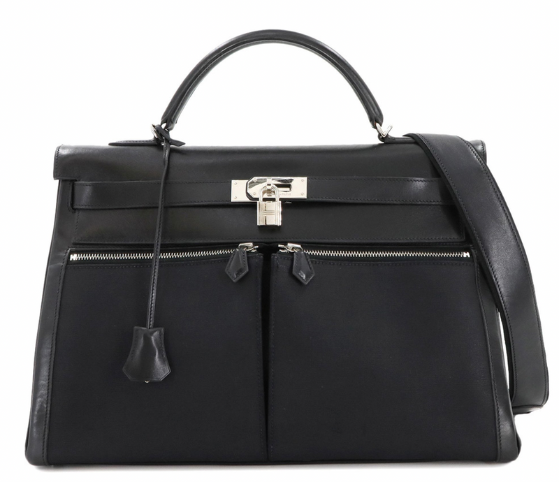 Hermès Black Kelly Lakis 40 With Silver Hardware