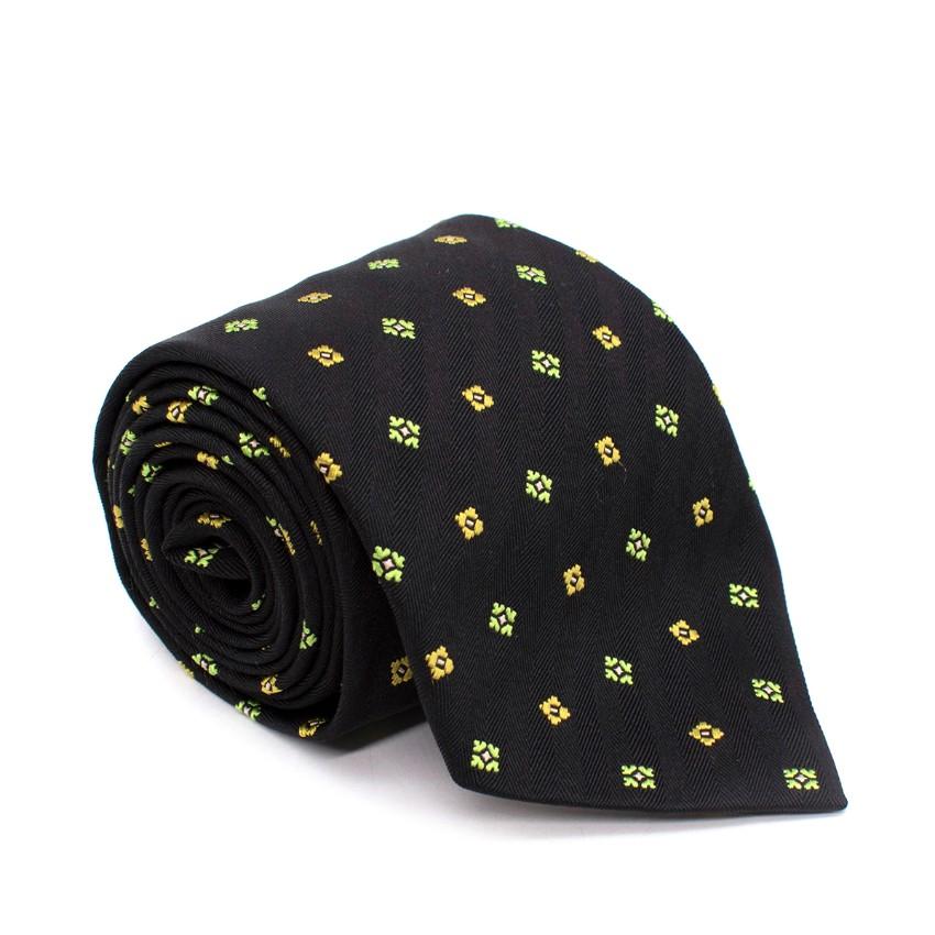 Picci Green & Yellow Motif Silk Twill Tie