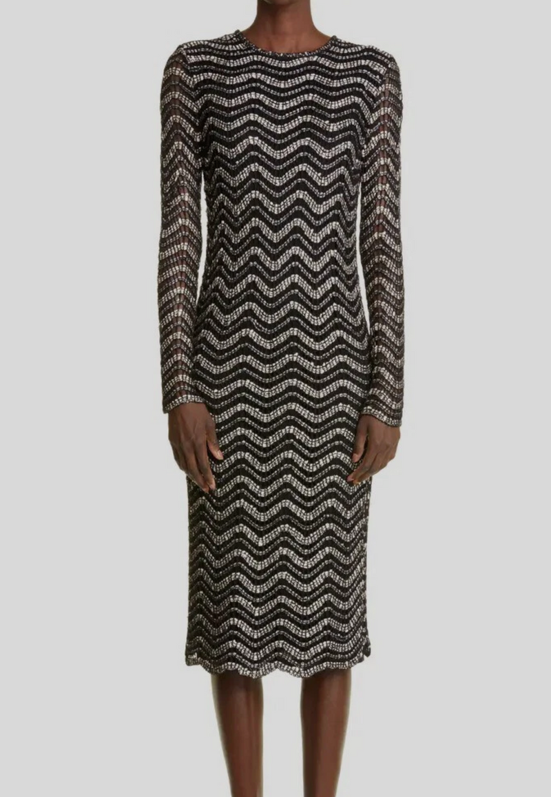St. John Striped Midi Length Dress
