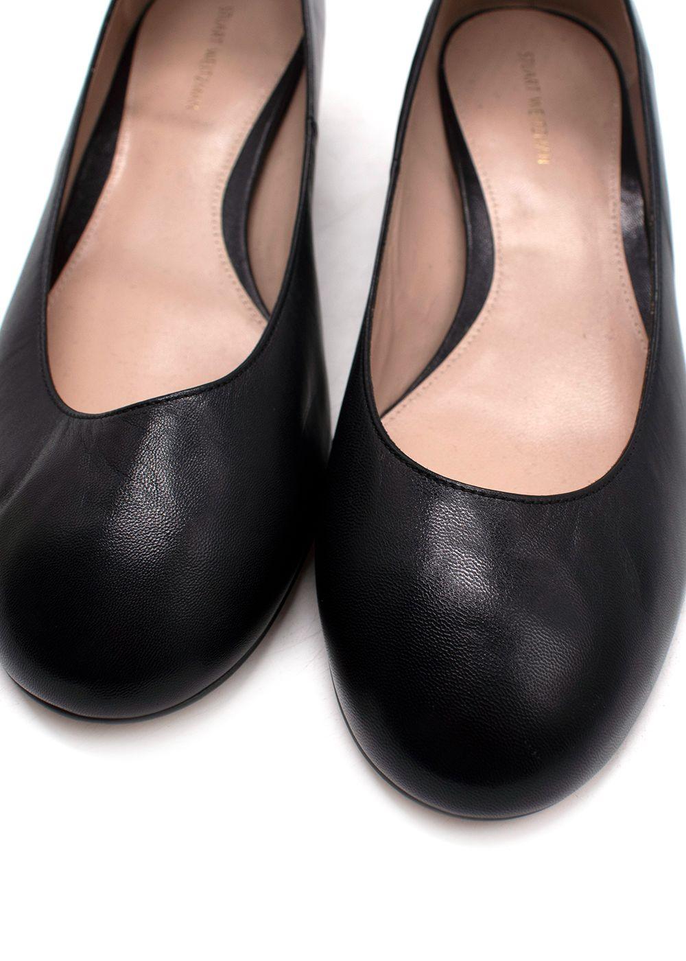 Stuart Weitzman Black Round Toe Ankle Strap Pumps