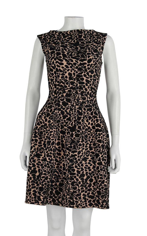 leopard print intarsia knit skater dress