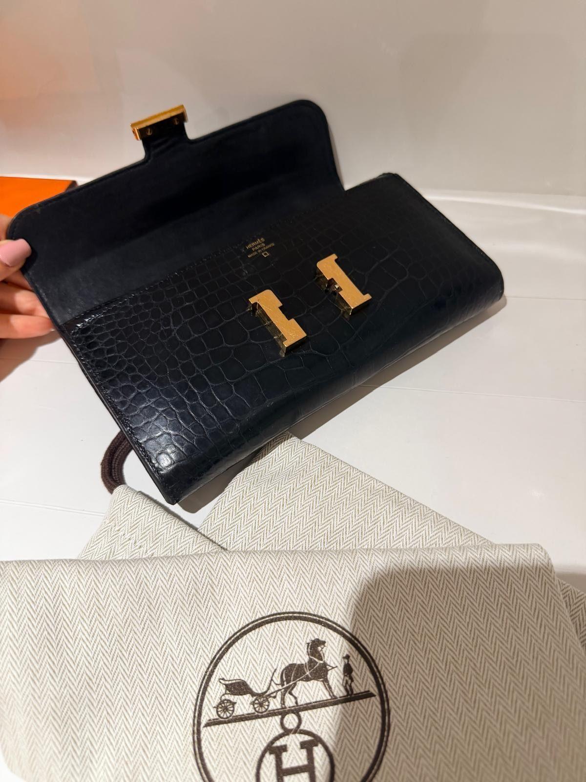 Hermes Alligator Black Constance Wallet