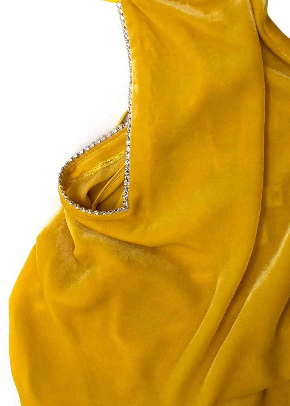 Crystal Embellished Yellow Velvet Gown & Cape