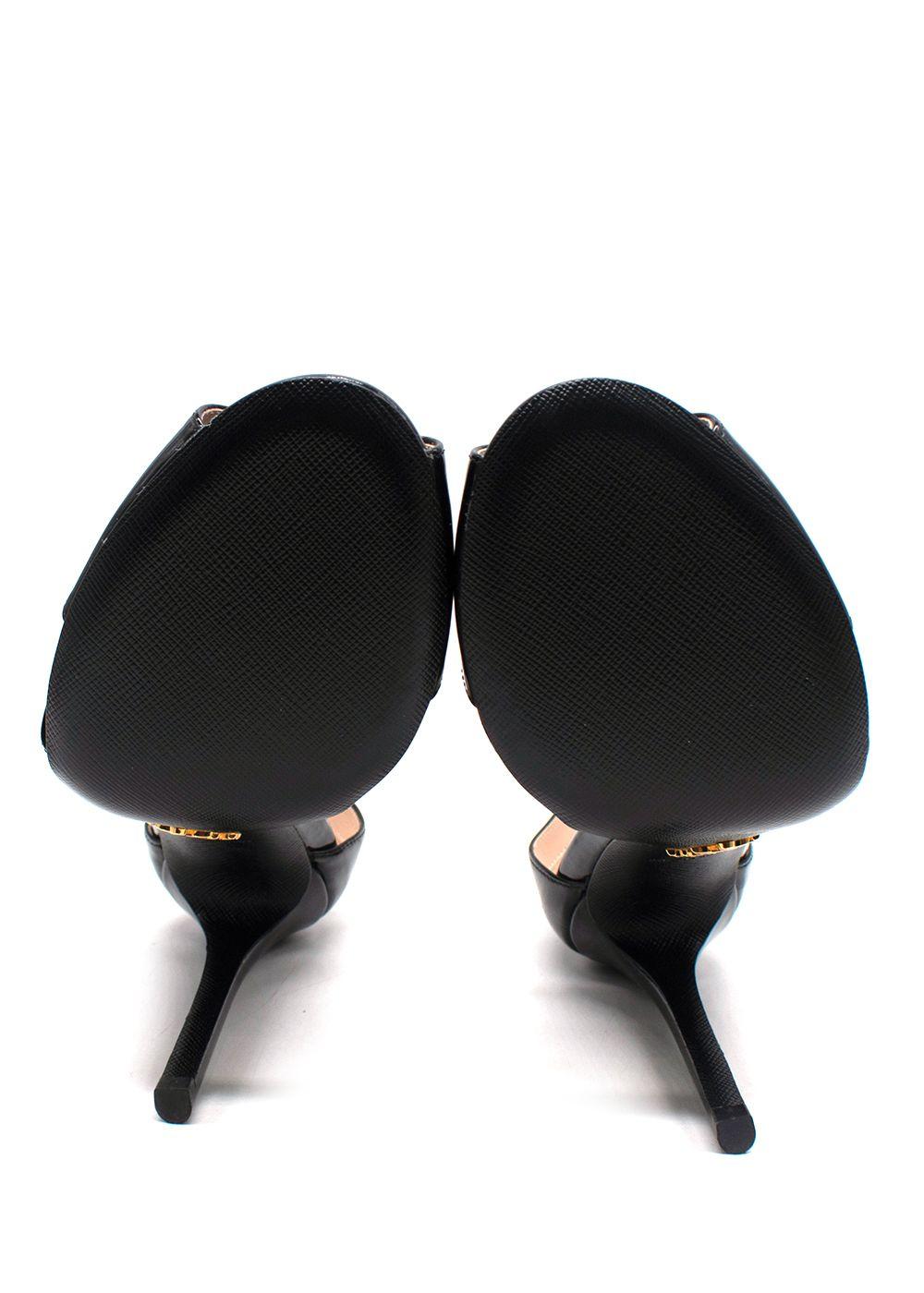Prada Black Patent Leather Cross Over Heels