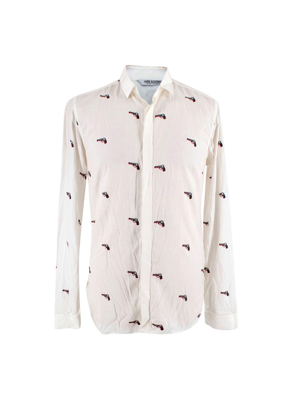Pistol Print White Cotton Shirt
