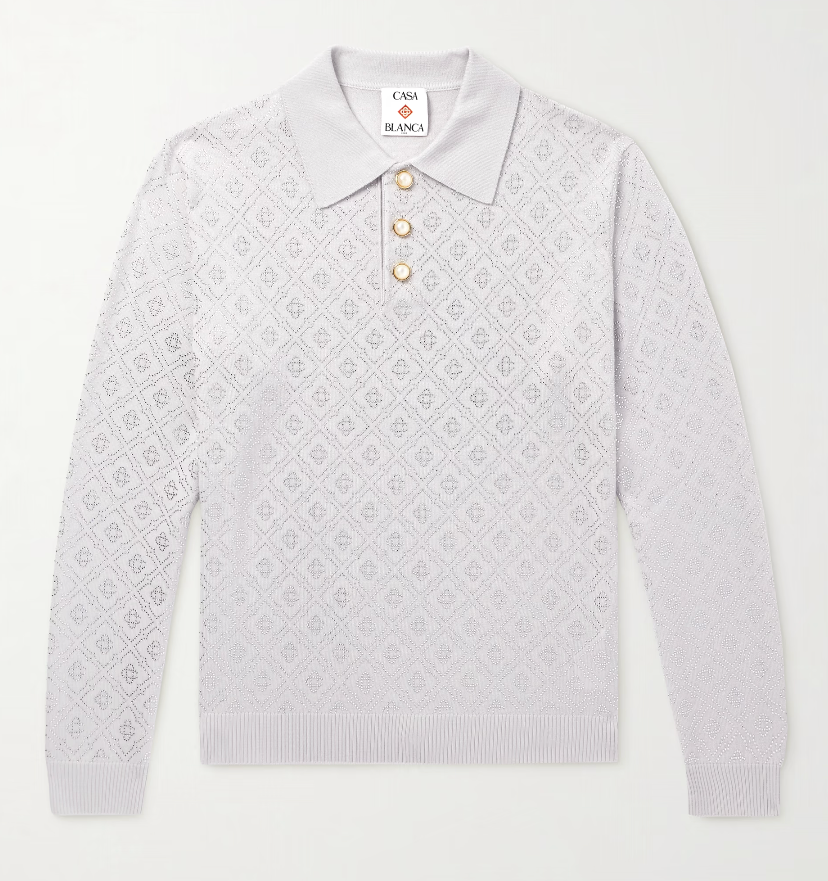 Casablanca Grey Merino Wool Polo Shirt