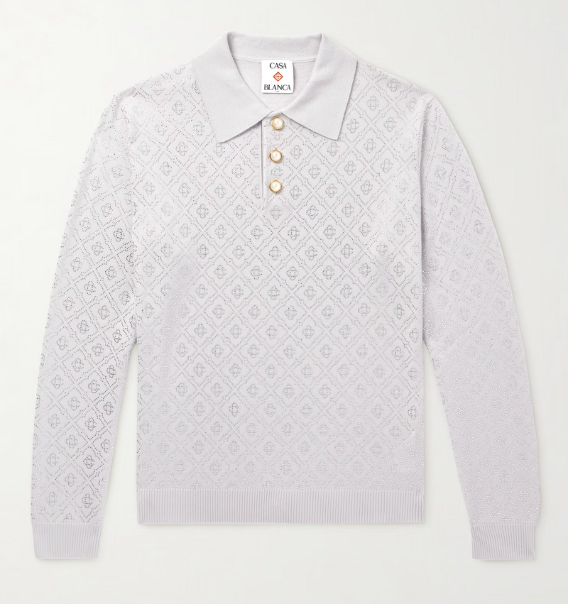 Casablanca Grey Merino Wool Polo Shirt
