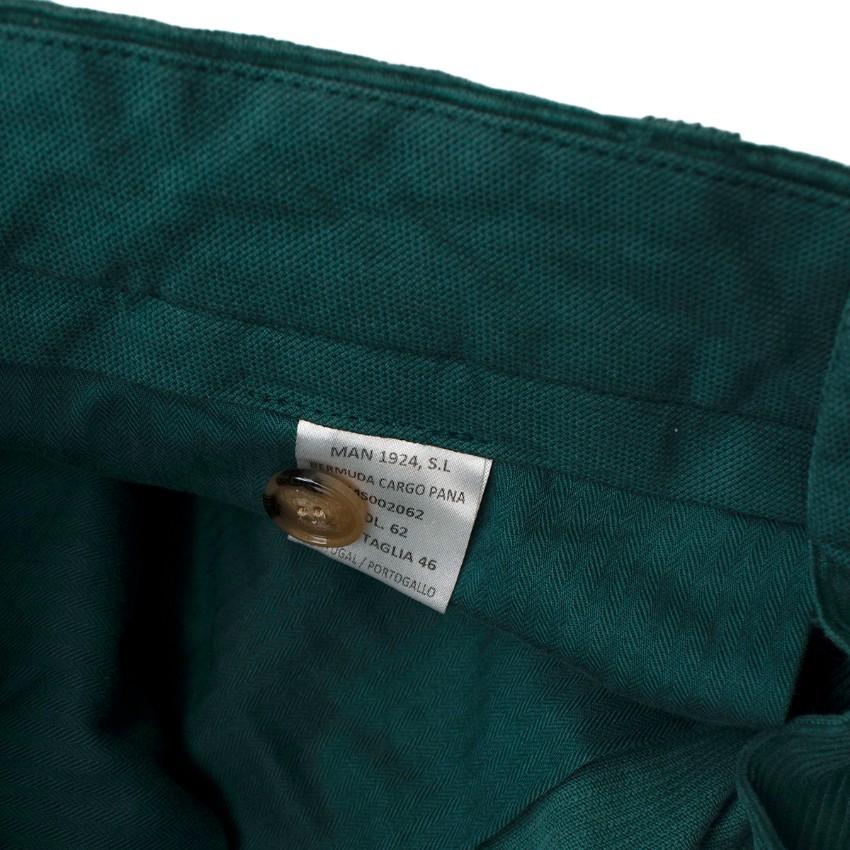 MAN 1924 Emerald Green Cotton Corduroy Cargo Shorts