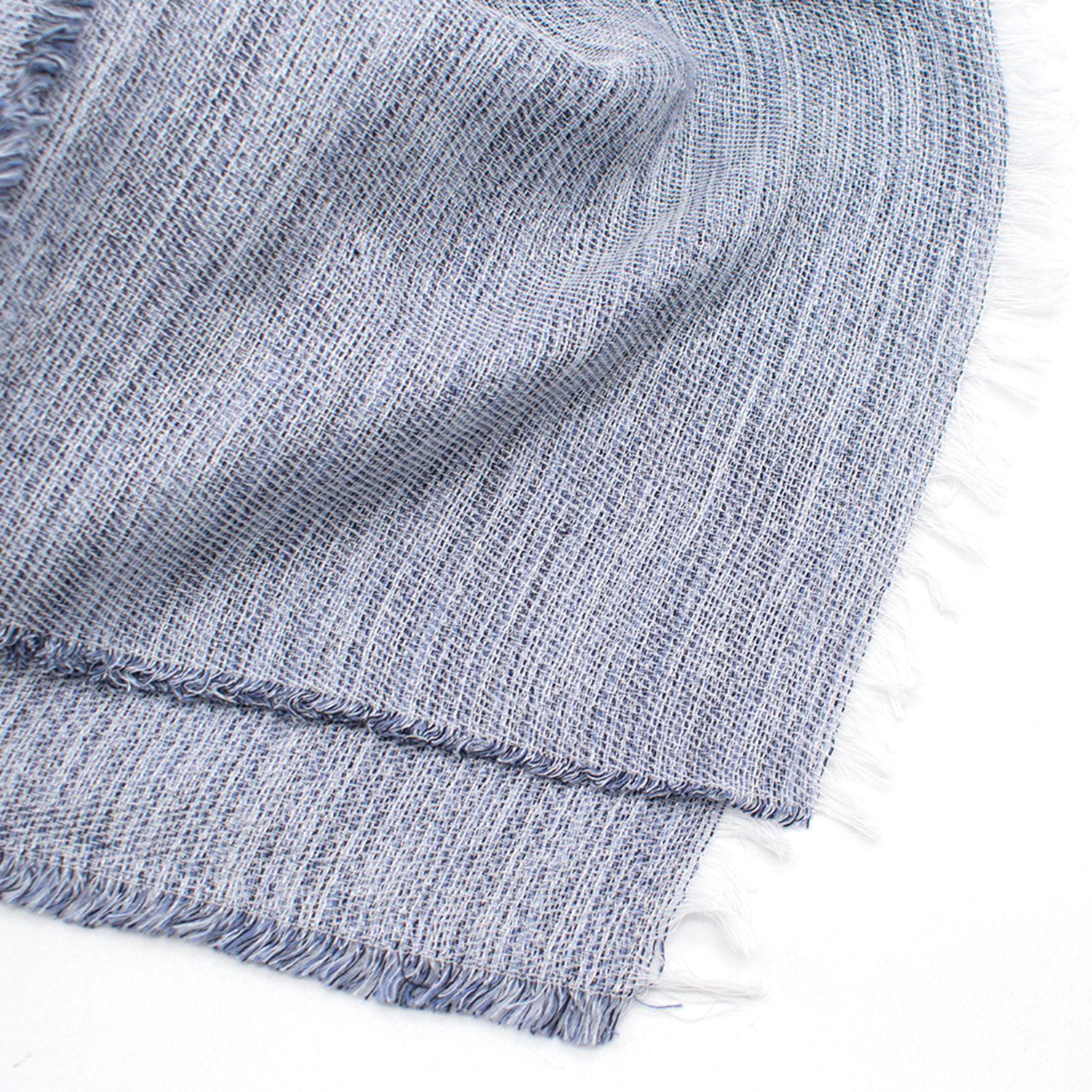 Gloria Oritz Grey, Blue and Beige Striped Scarf