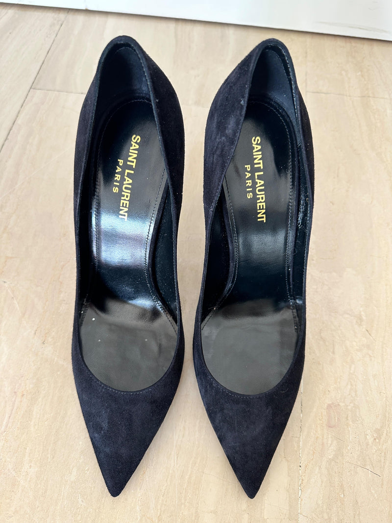 Saint Laurent Black Zoe Suede Stillettos
