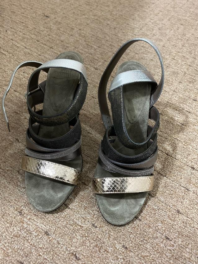 Brunello Cucinelli Strappy Metallic Sandals