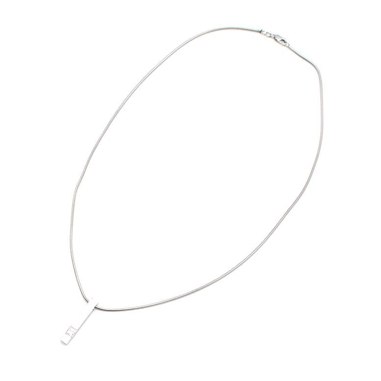 Bespoke 18ct White Gold Single Bright White Diamond Bar Pendant