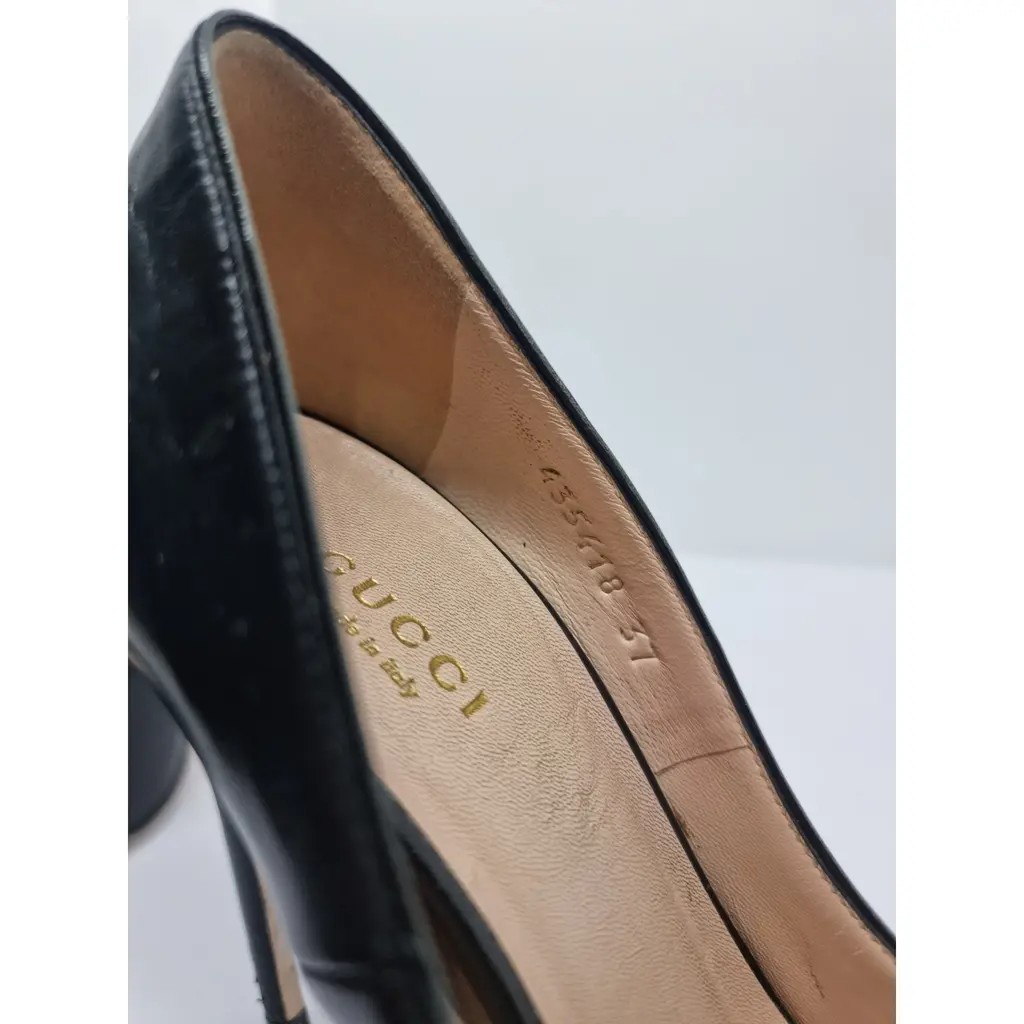 Gucci Embellished Black Leather Pumps