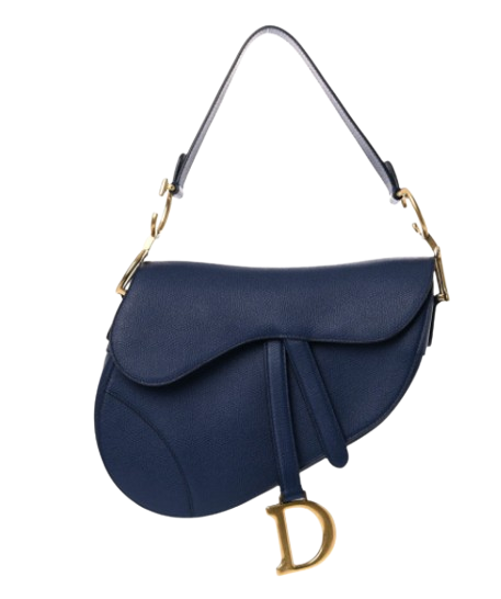 Dior Navy Saddle Bag with Gold Hardware