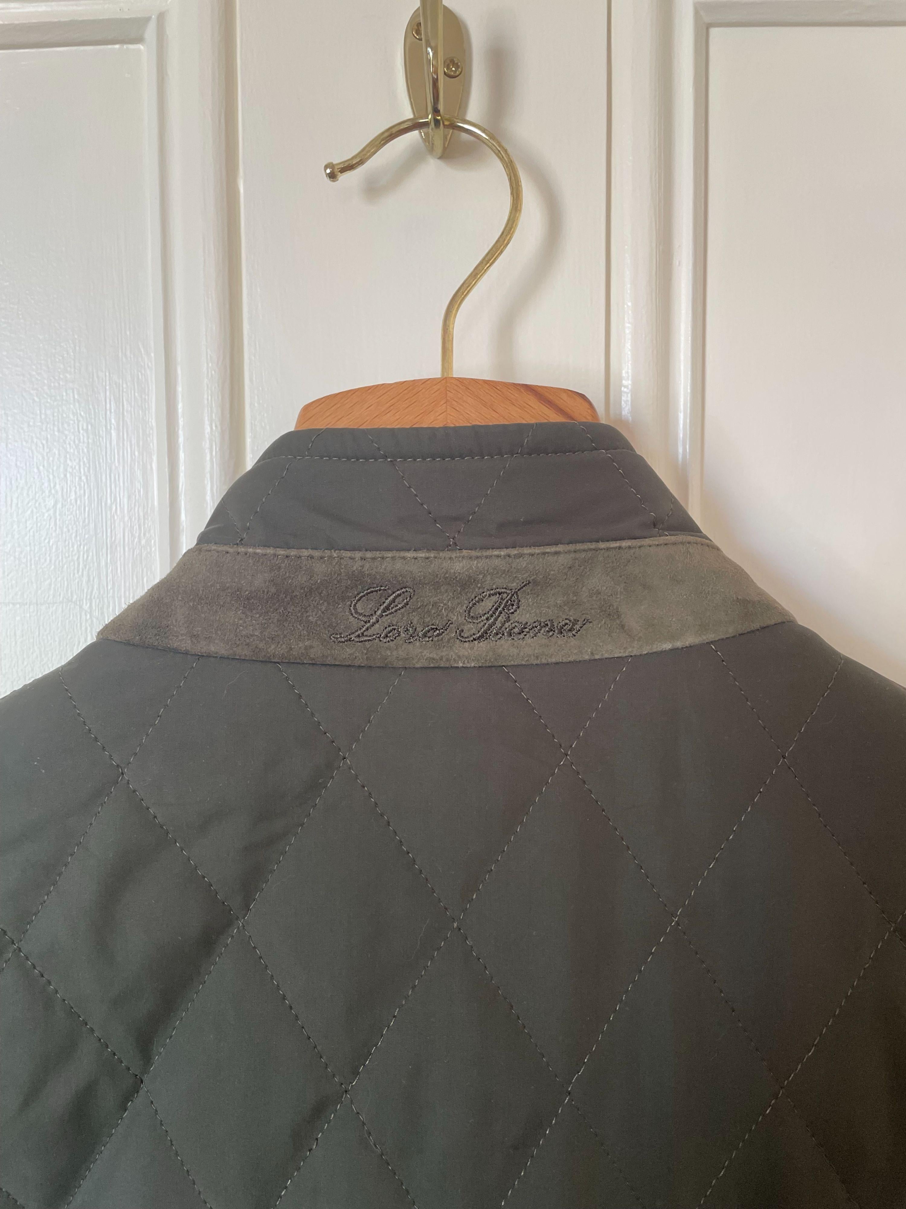 Green quilted polyester & cashmere reversible gilet