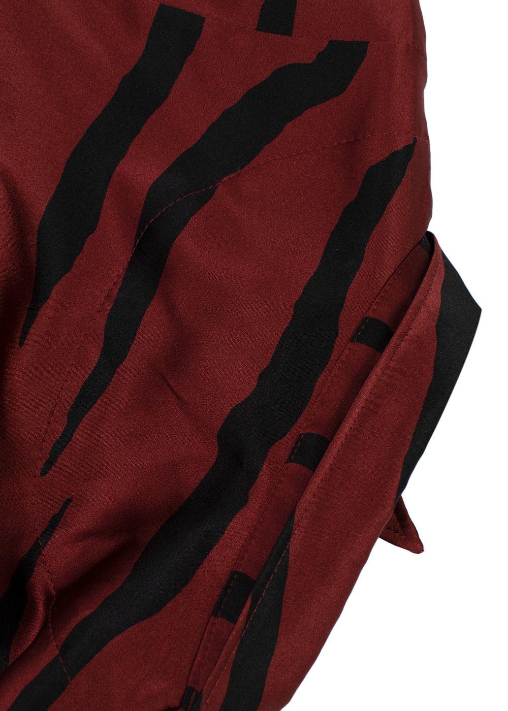 Ganni Deep Red Tiger Print Silk Shirt