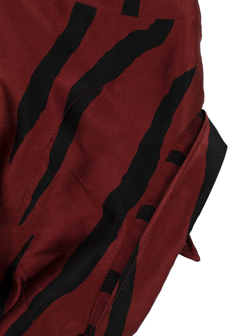 Ganni Deep Red Tiger Print Silk Shirt