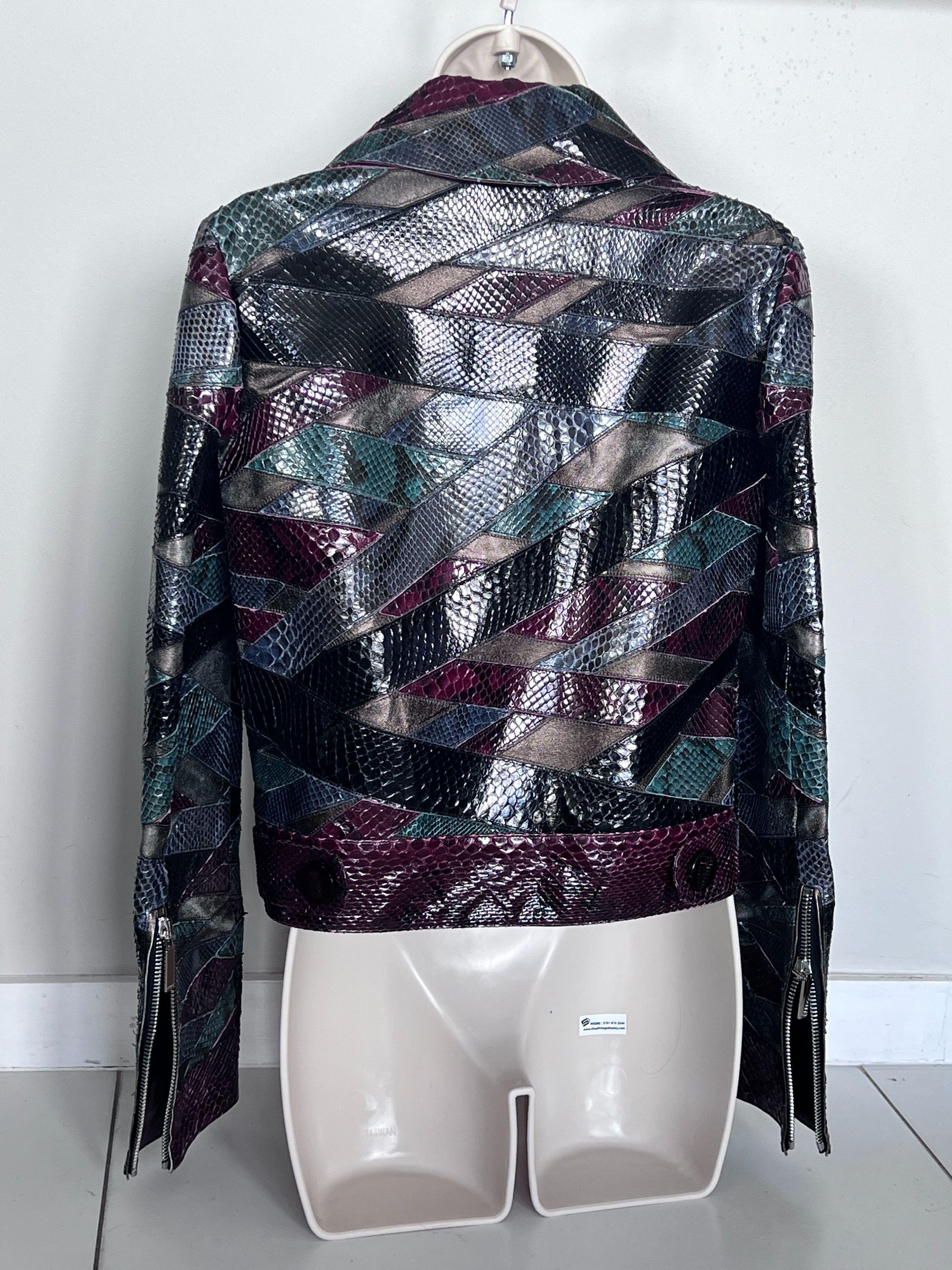 Python & Calf Leather Multicoloured Patchwork Jacket