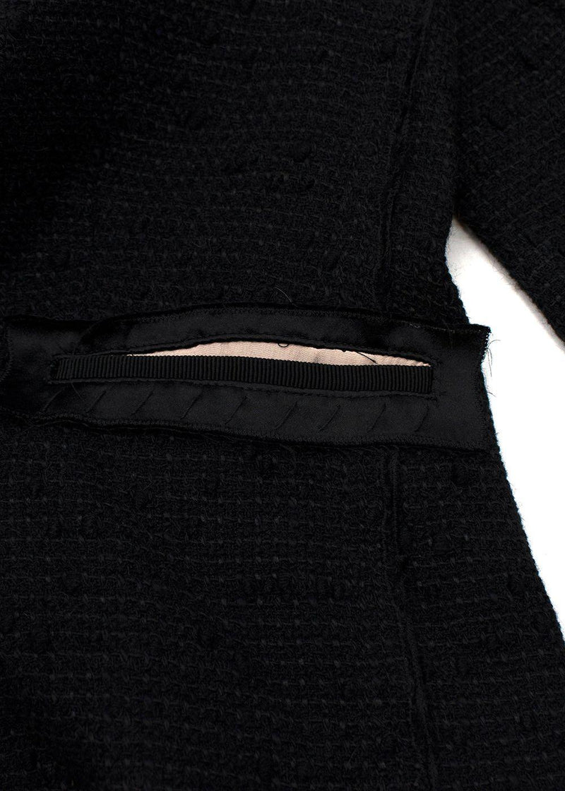 Sequin Embellished Black Wool Tweed Jacket