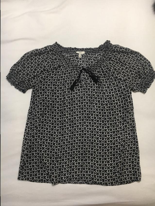 Joie black and white silk top