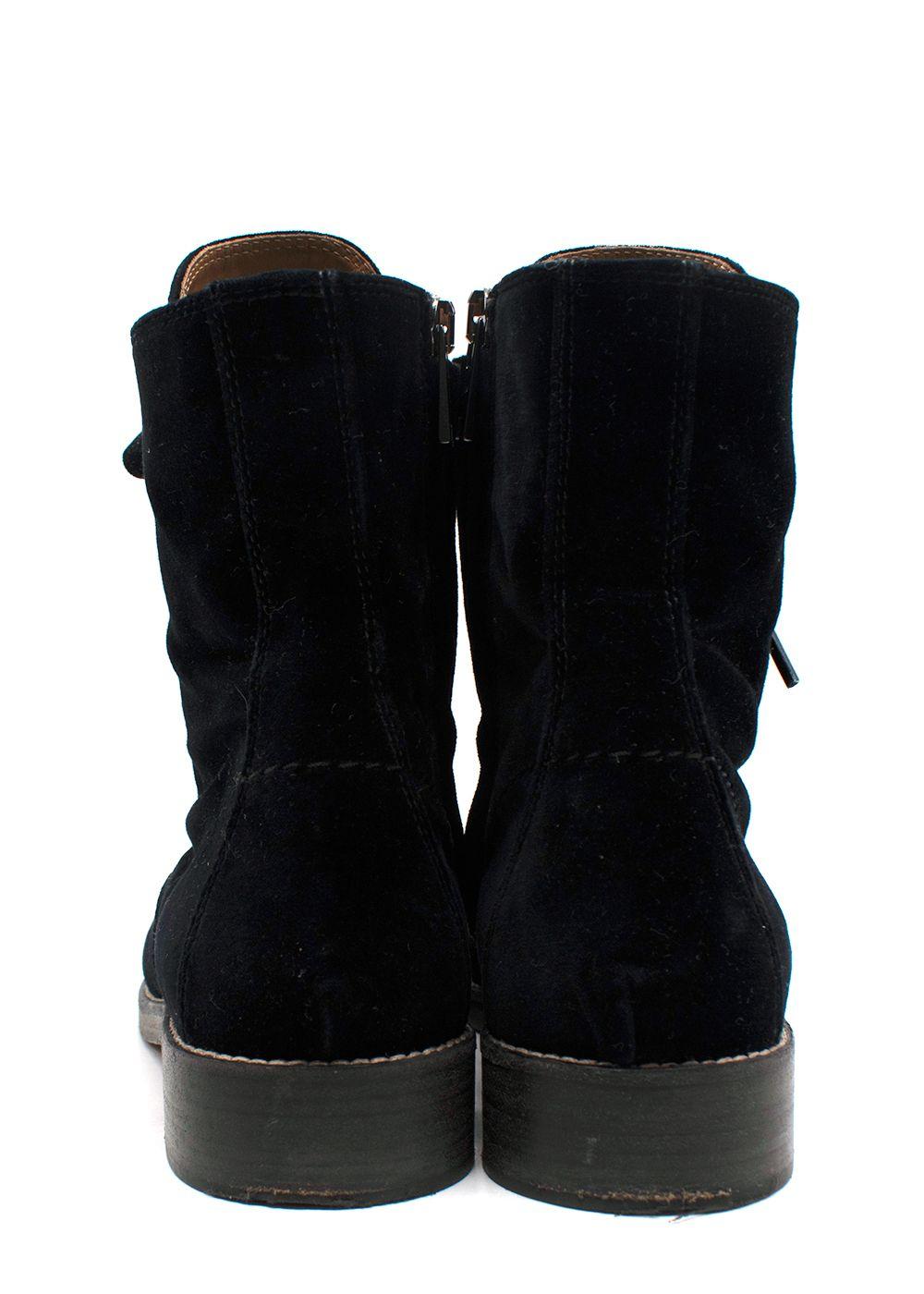 Chloe Black Velvet Combat Boots