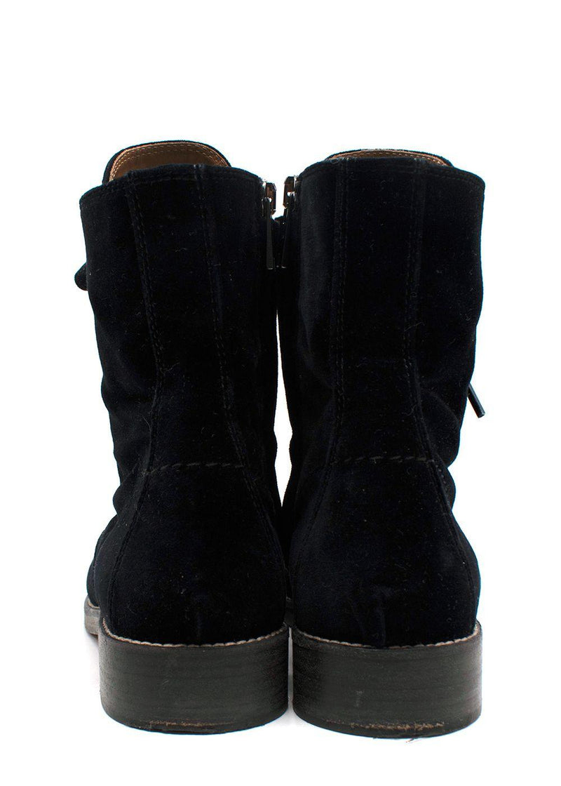 Chloe Black Velvet Combat Boots
