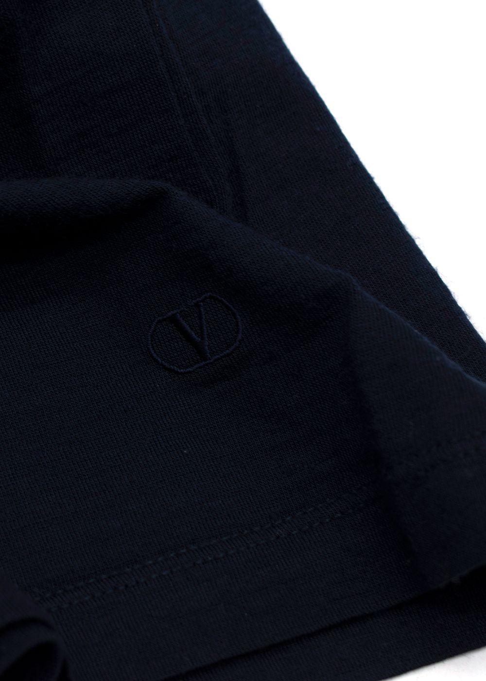 Valentino Navy Wool Blend Long Sleeve T-Shirt