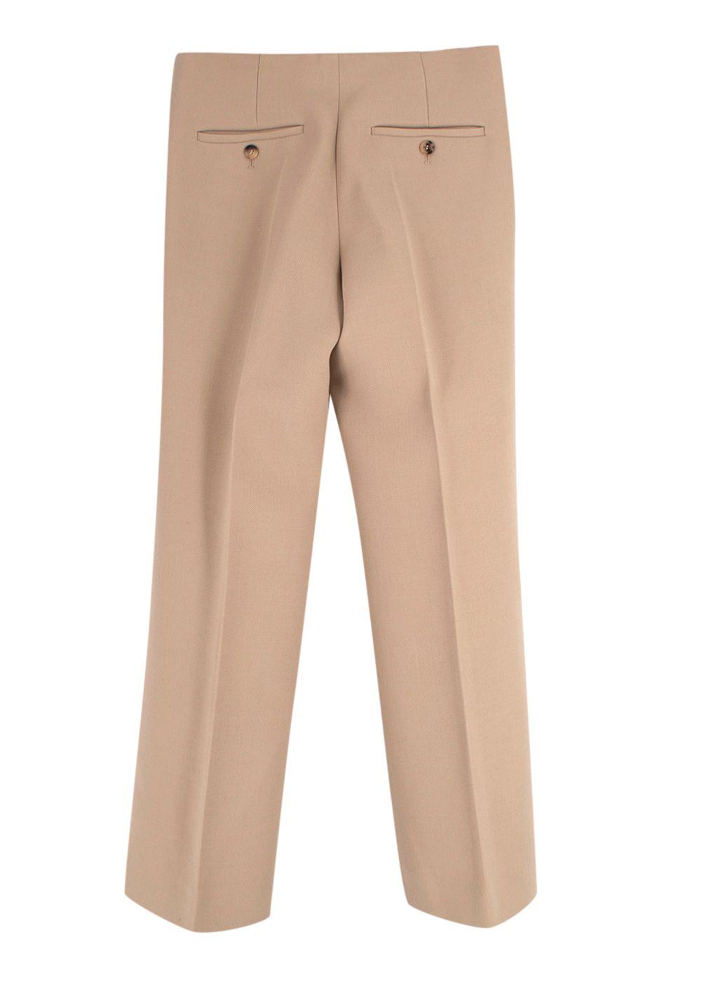 Celine Beige Tailored Wool Trousers