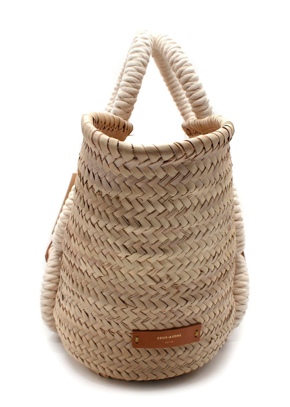 Zeus + Dione Beige Scorpio Wicker Basket Bag